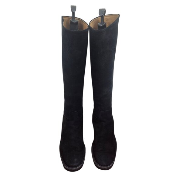 Gravati Black Suede Knee High Boots Vibram Gumlite Sole Classic Riding Style 9M - Picture 2 of 16